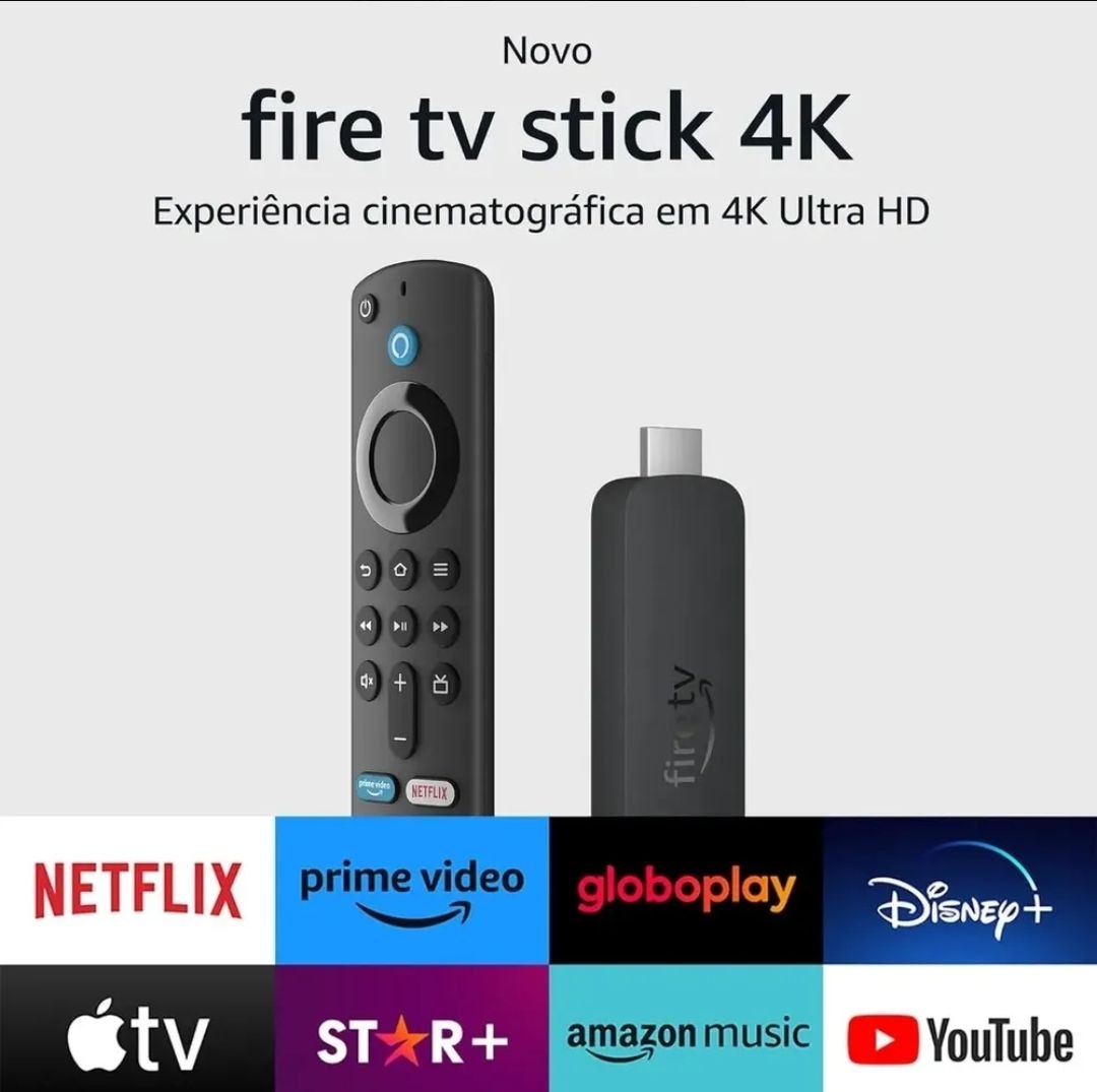 Novo Amazon Fire tv Stick 4k 2ª Geração 2023 Wi-fi 6 Com Alexa Por Voz Inteligente Cor Preto Tipo De Controle Remoto