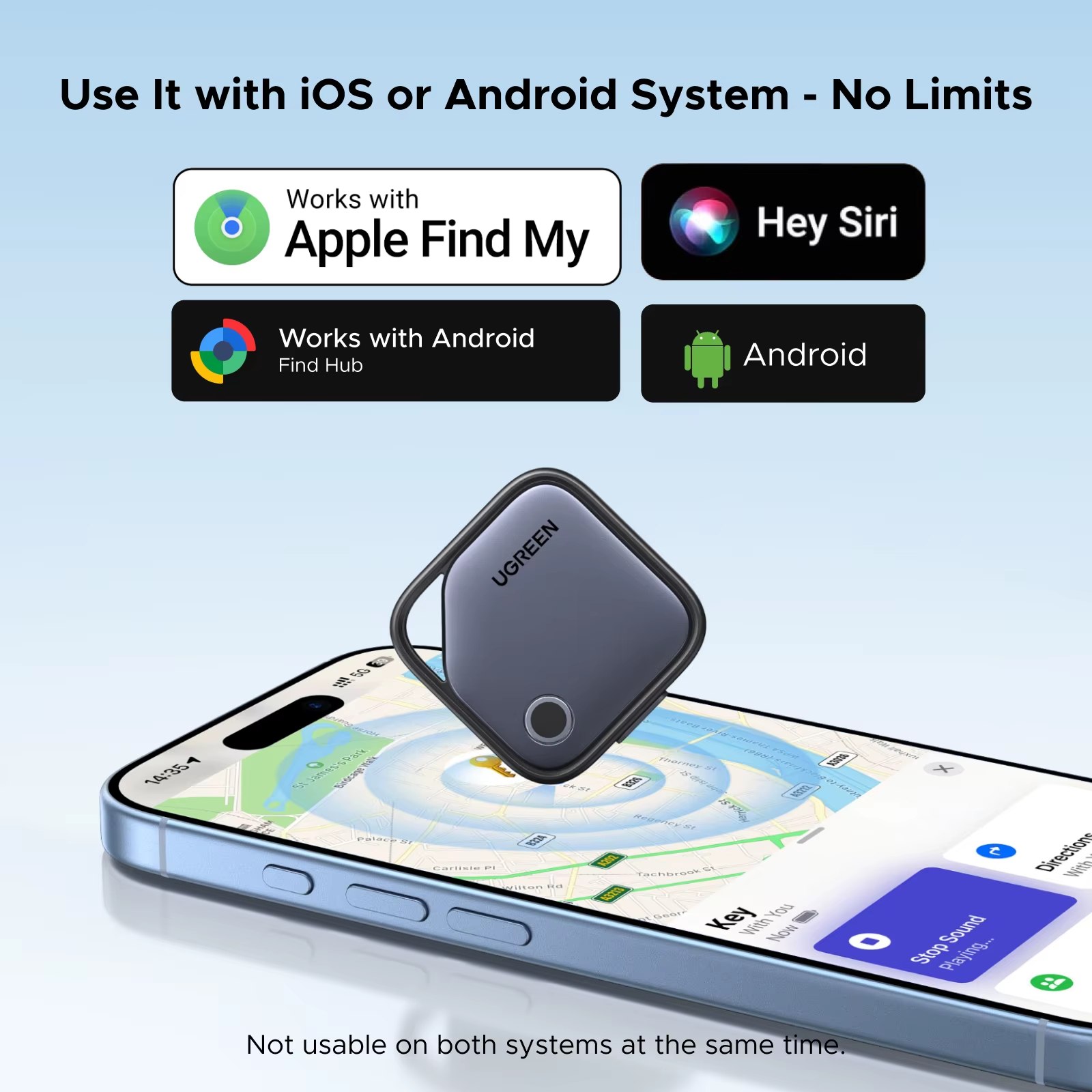 TAG RASTREADOR UGREEN DUPLA COMPATIBILIDADE (ANDROID E IPHONE)