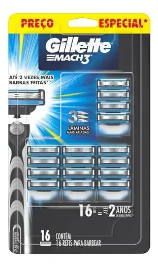 Gillette Mach3 Carga Para Aparelho 16 Unidades