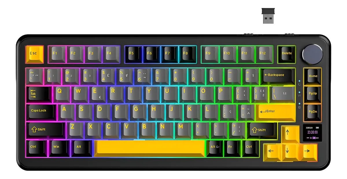 Teclado Mecânico Attack Shark Sem Fio X85 Pro Display 75% Tela
