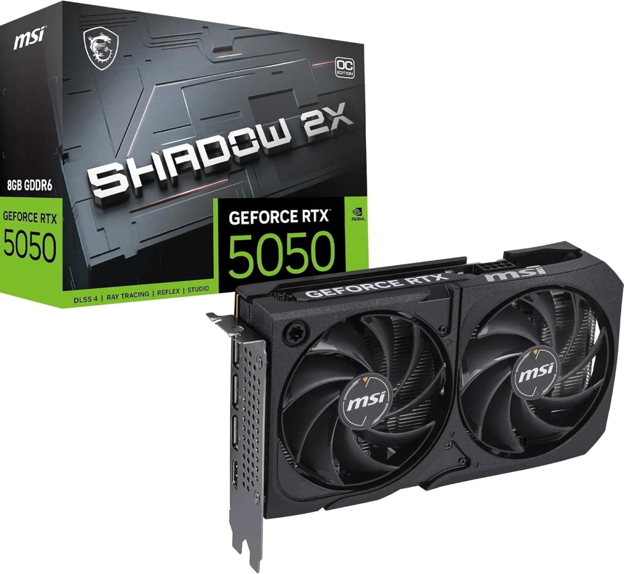 Placa de Vídeo MSI GeForce RTX 5050 Shadow 2X OC 8GB GDDR6 128-bit PCIe 4.0