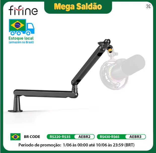 SUPORTE FIFINE Premium Metal Low-Profile Adjustable BM88 para Microfone