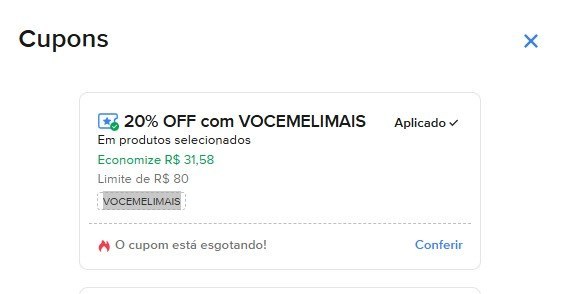 CUPOM  ESGOTADNO NO MERCADO LIVRE