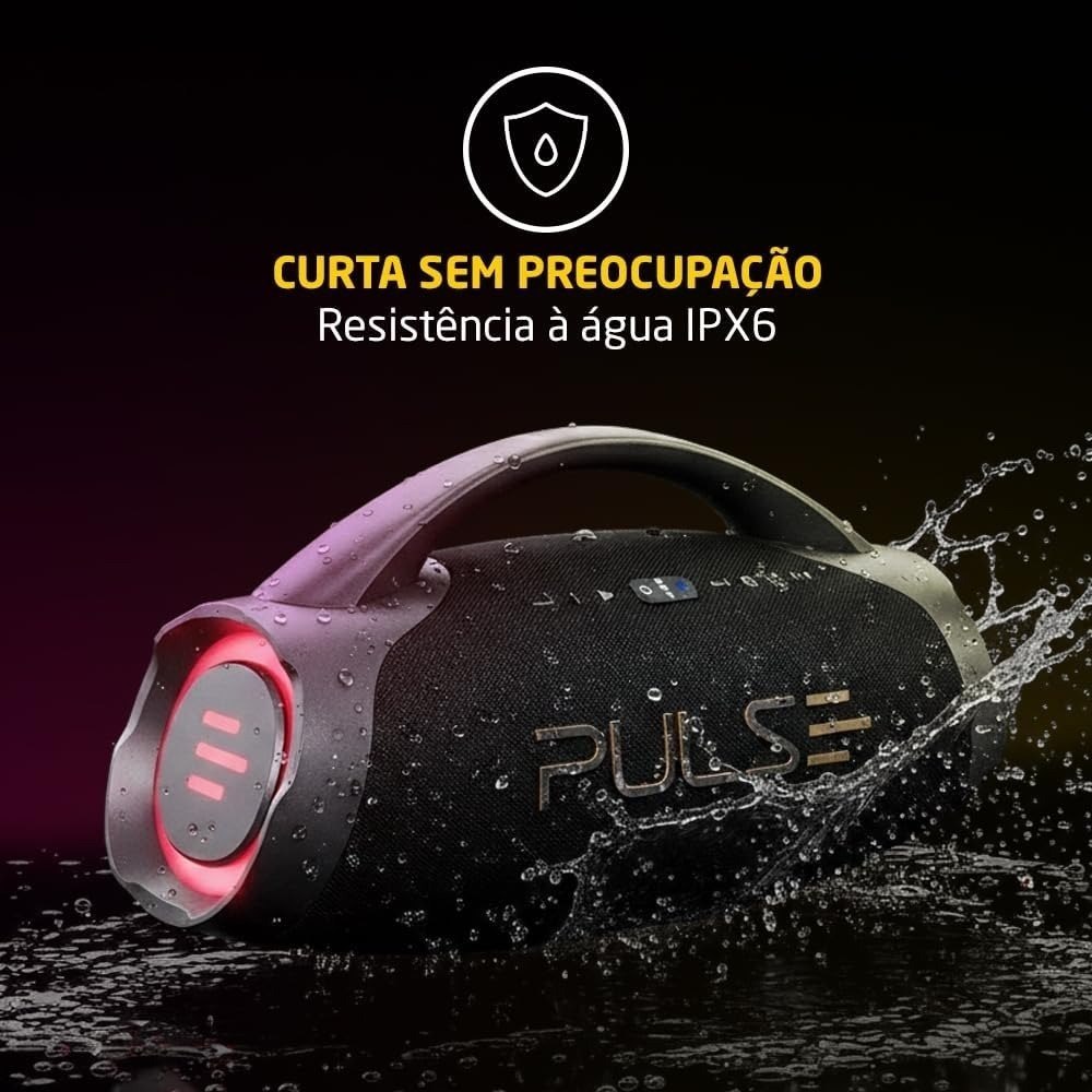Caixa de Som Bluetooth Pulse X Boombox 220W RMS, Resistente a Água e com Iluminação LED – SP626