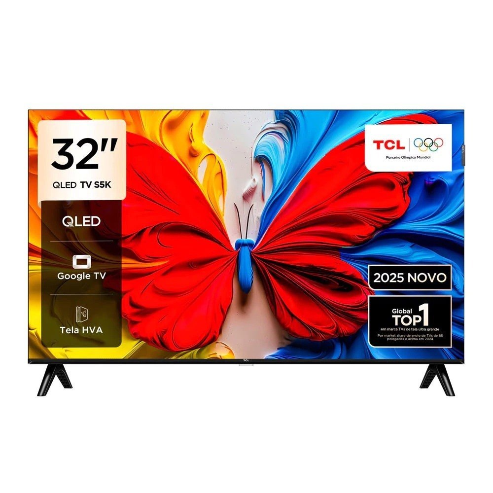 TCL, Smart TV, 32 Polegadas, HD QLED, WiFi, Bluetooth, Google TV, 2 HDMI, HDR10, Dolby Audio, 32S5K