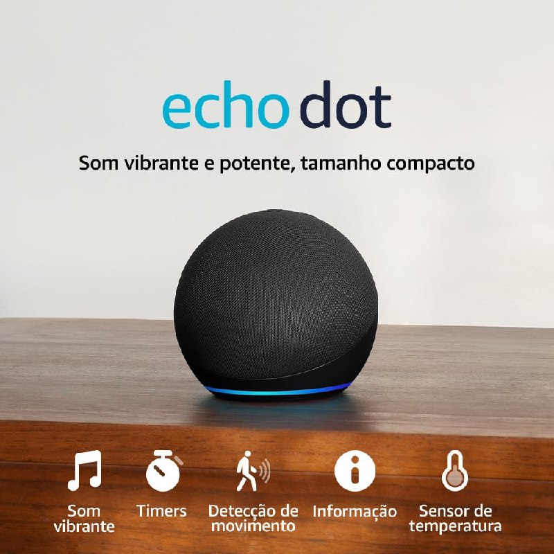 Echo Dot (Geração mais recente) | Smart speaker com Alexa, som vibrante e potente, Wi-Fi e Bluetooth | Cor Preta, com Acesso Antecipado à Alexa