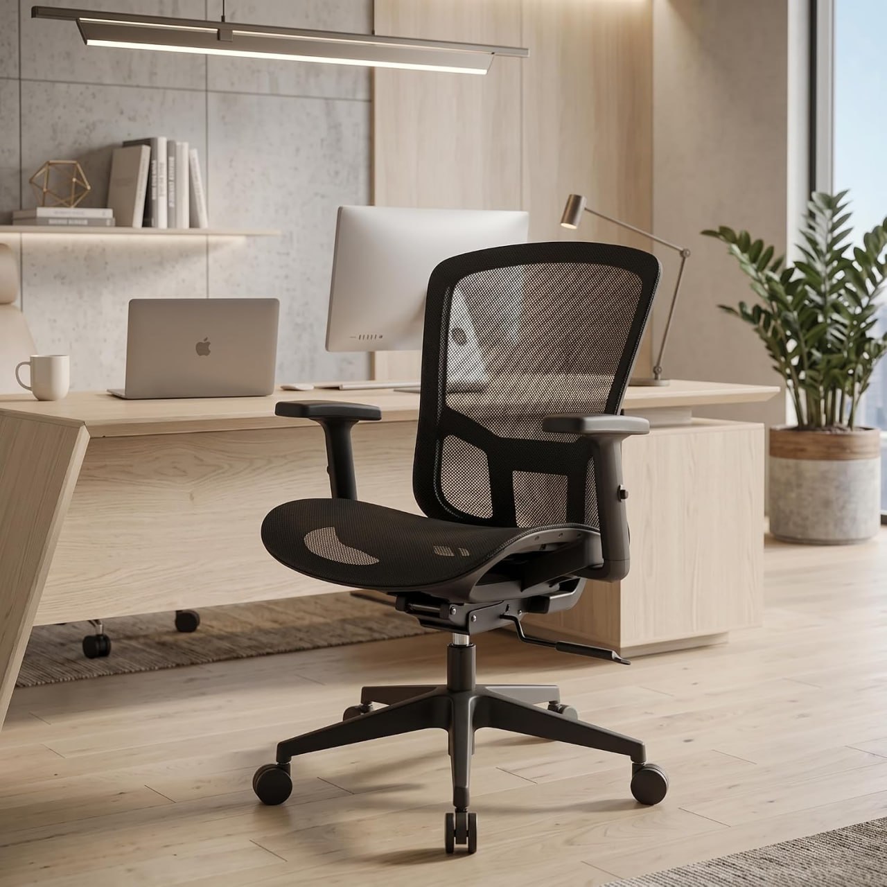 Cadeira Escritório Giratória Ergonômica Stoel Auris Confortável Mesh Premium Respirável Reunião Home Office Design Moderno (Preto)