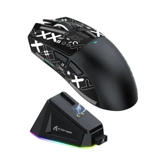 2 UNIDADES Mouse Gamer Sem Fio Attack Shark X11 PixArt PAW3311 Com Três Modos BT 2.4G E Base De Carregamento