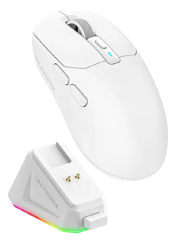 Mouse Gamer Sem Fio Fire Phoenix 24000dpi Paw3311 Branco