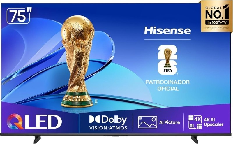 Hisense Smart TV UHD 4K QLED 75" Polegadas 75Q6QV com HDR10+, Dolby Atmos, Sports Mode, Game Mode Plus e Compatível com Alexa