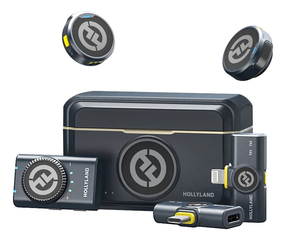 Microfone Lapela Hollyland Lark M2 Combo Duplo USB-C, Lightning e Camera preto