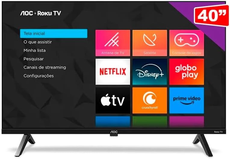 Parcelada! Smart TV 40" AOC Roku TV DLED Full HD 40S5045/78G - Bivolt