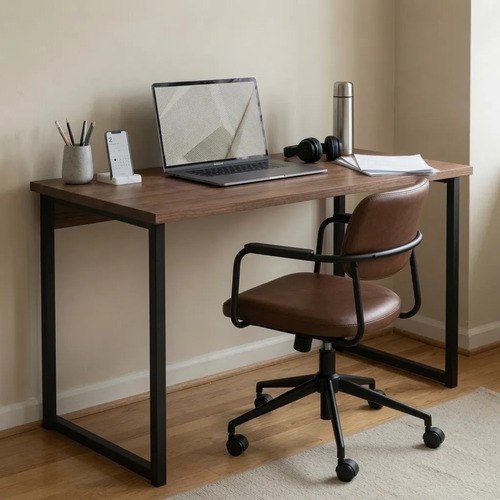 Escrivaninha Industrial 120cm Mesa Estudo Aparador Pés Aço