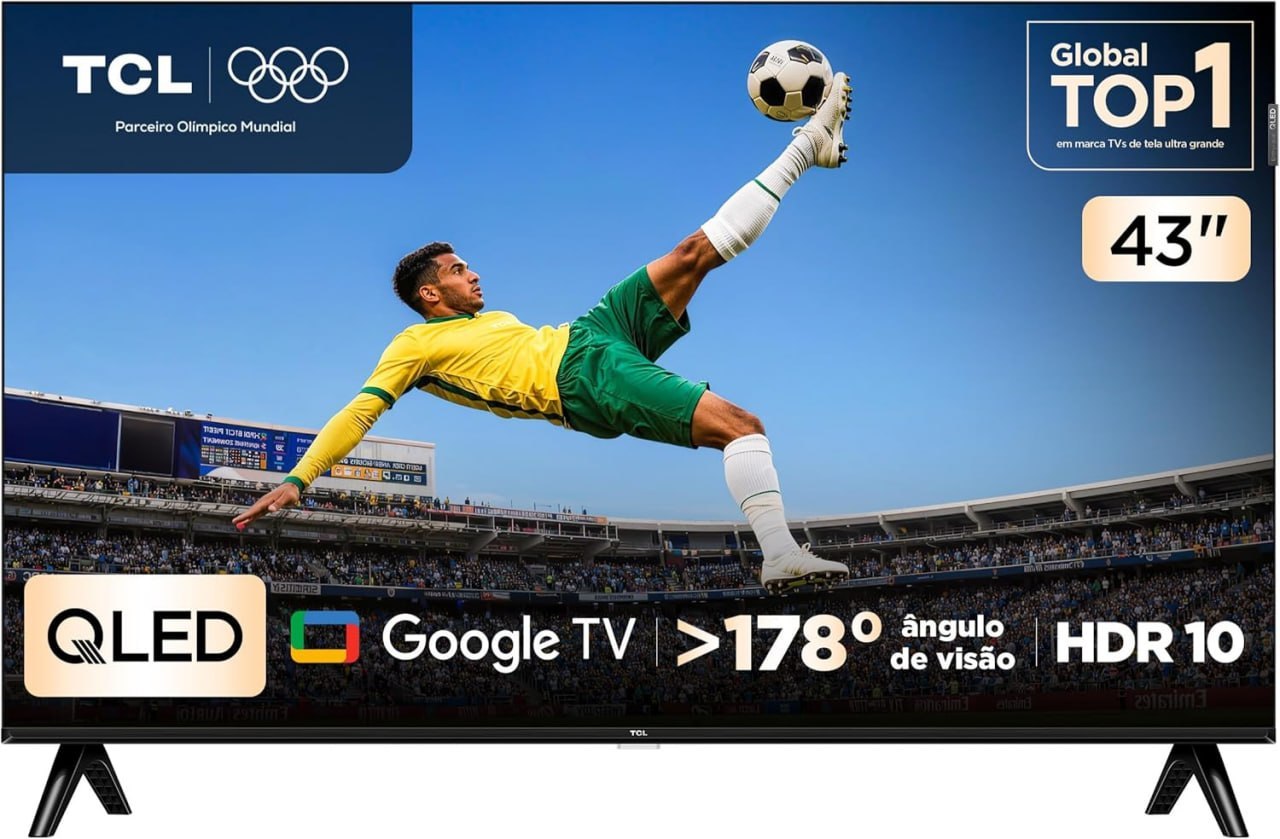 Smart TV TCL 43 Polegadas Full HD QLED S5K WiFi Bluetooth Google TV 2 HDMI HDR10 Dolby Audio 43S5K