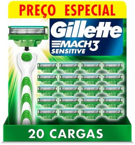 Gillette Mach3 Sensitive - Carga para Aparelho de Barbear, 20 unidades