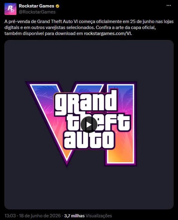 É OFICIAL Pré Venda do GTA 6 Começa 25 de Junho