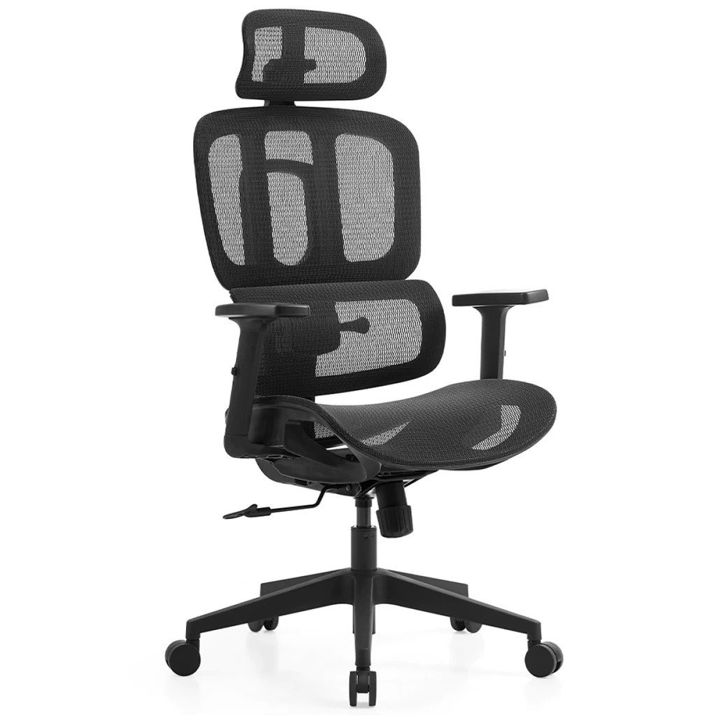 Cadeira de Escritório Dr. Office Business, Preta, Mesh, 2D com altura ajustável, Suporta até 120kg