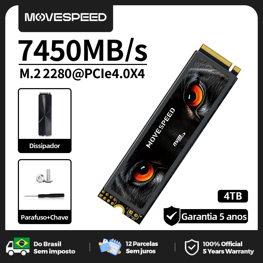 Movespeed 4TB 7450 mb/s ssd nvme m2 pcie 4.0x4 2280 PS5