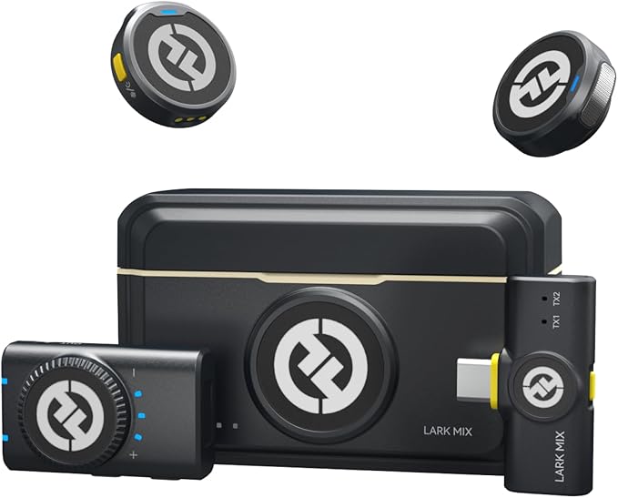 Hollyland Lark M2 Microfone de Lapela Sem Fio, Mini Microfone 48kHz/24bit, Cancelamento de Ruído para Gravação e Transmissão, Compatível com iPhone/Camera/Android/PC(2TX+2RX+Estojo de Carregamento)