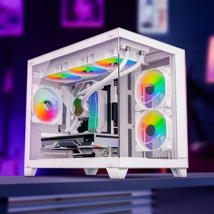Gabinete Gamer Husky Dome 210, Mini Tower, M-ATX, Lateral e Frontal em Vidro, Sem FANs, Branco