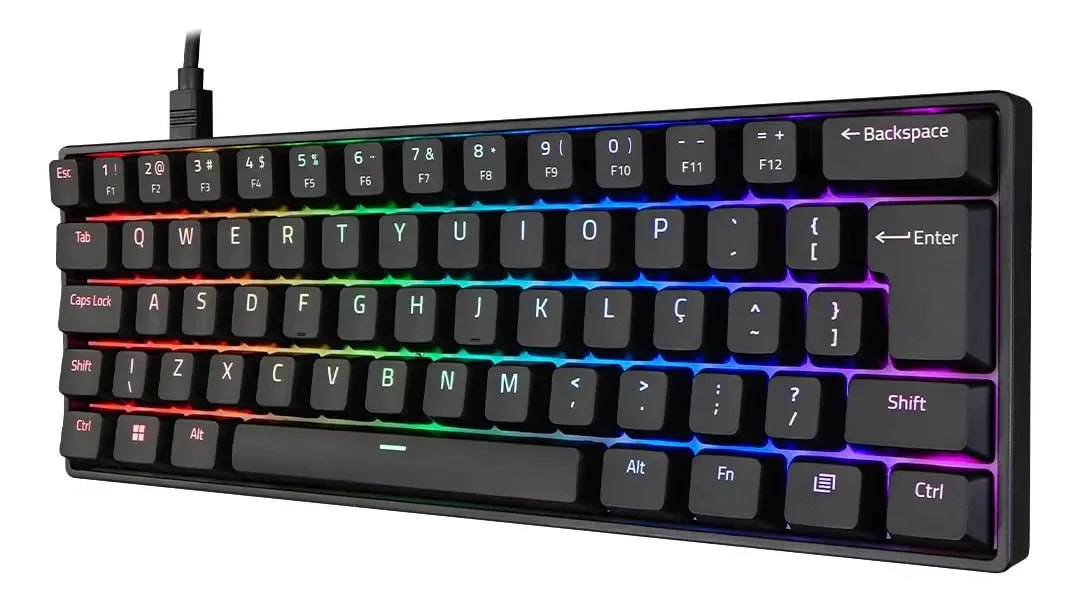Teclado Mecânico Akko 3061S Preto 60% ABNT2 Switch Orange RGB USB-C