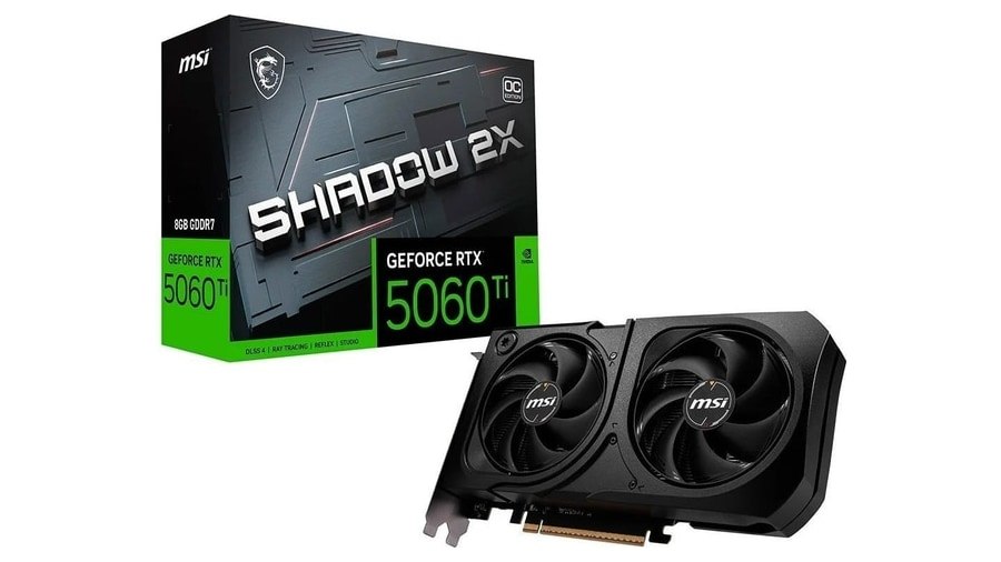 Placa De Vídeo MSI GeForce RTX 5060 Ti Shadow 2X OC Plus, Nvidia, 8GB