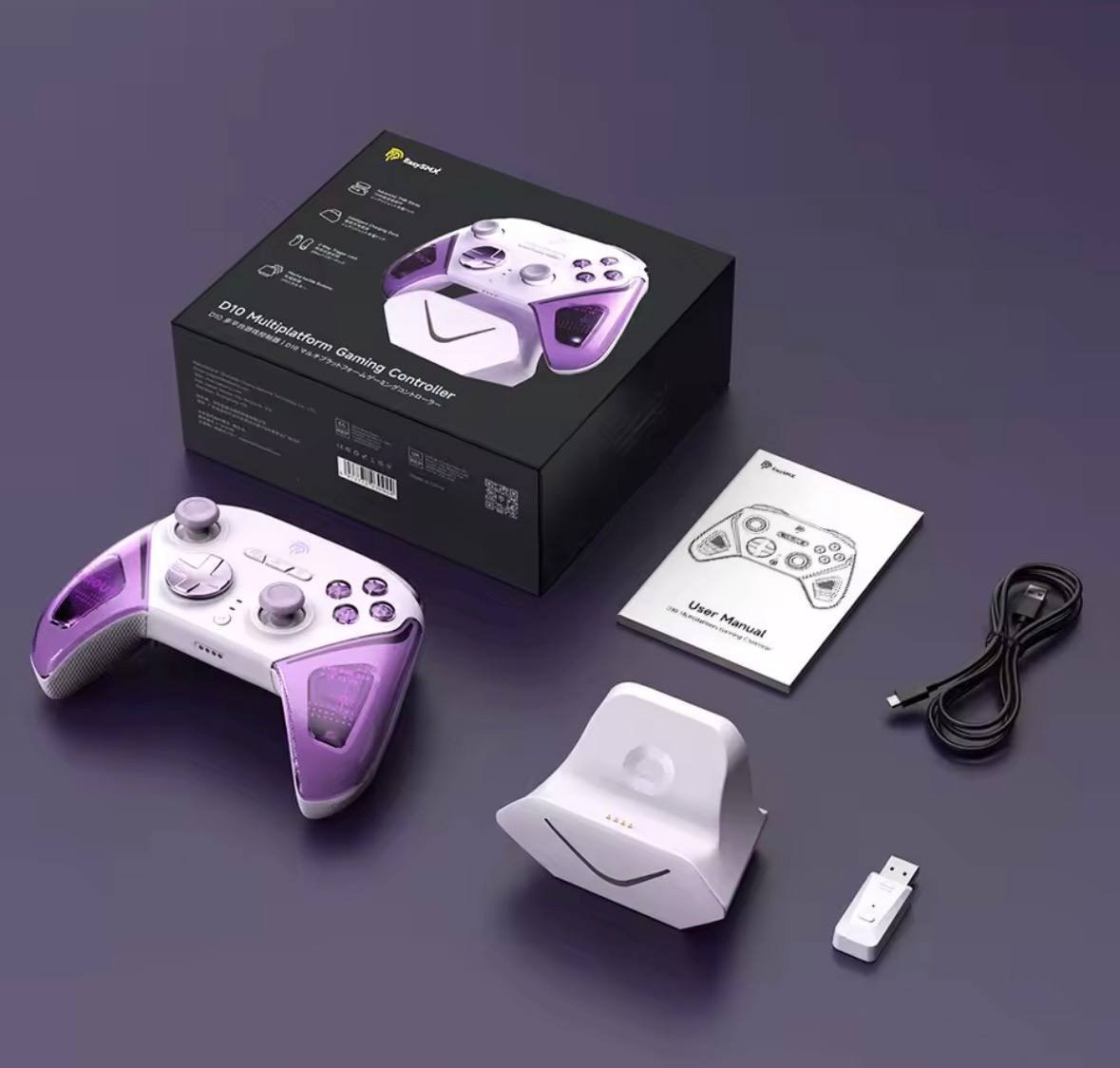 EasySmx D10 RGB Sem Fio, Com Hall Effect e Dock de Carregamento