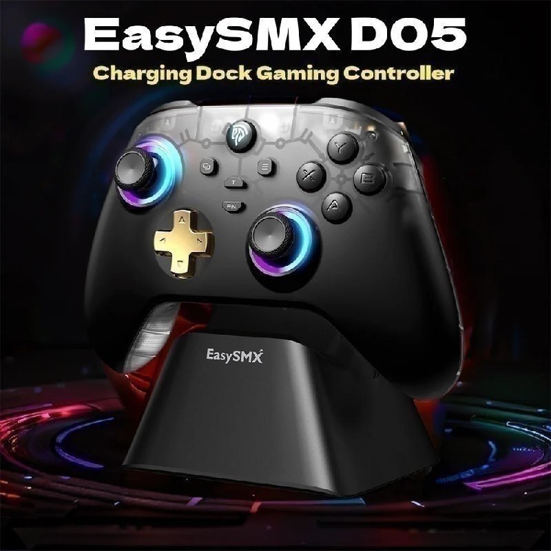Controle Easysmx D05 com Dock Carregamento, RGB, Hall Effect