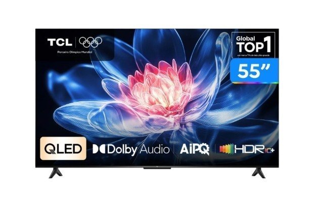 Smart Tv Tcl 55 Polegadas Qled 4K T6c WiFi Bluetooth Google Tv Tela Hva e Hdr10+ 55T6c