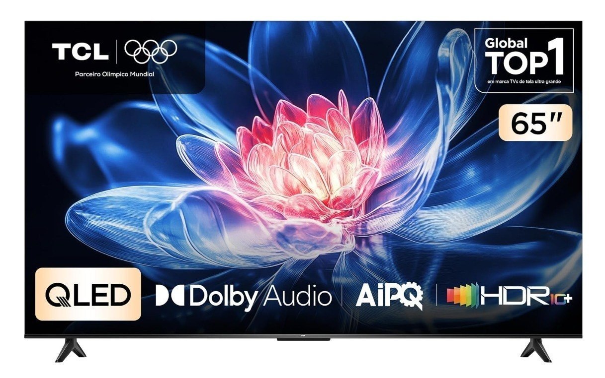 Smart TV TCL 65 Polegadas QLED 4K T6C WiFi Bluetooth Google TV Tela HVA e HDR10+ 65T6C