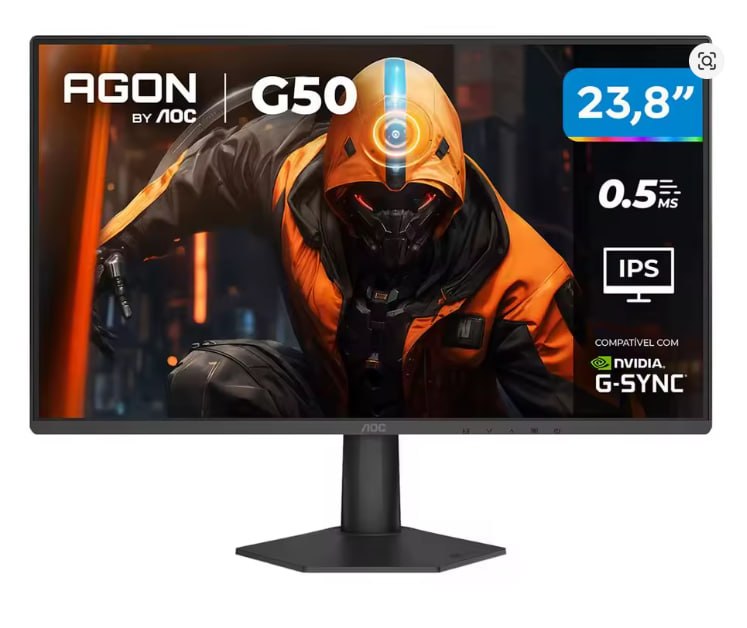 Monitor Gamer AOC 23,8" - Full HD 144Hz Agon G50 IPS 0,5ms 24G50F/57 HDMI DisplayPort G-Sync - Bivolt