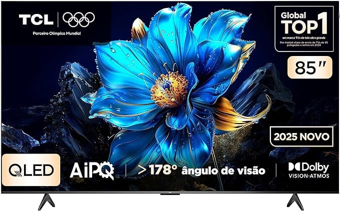 Smart Tv Tcl 85 Polegadas Qled 4K P7K WiFi Bluetooth Google Tv HDR10+ Dolby Atmos Dolby Vision 85P7K