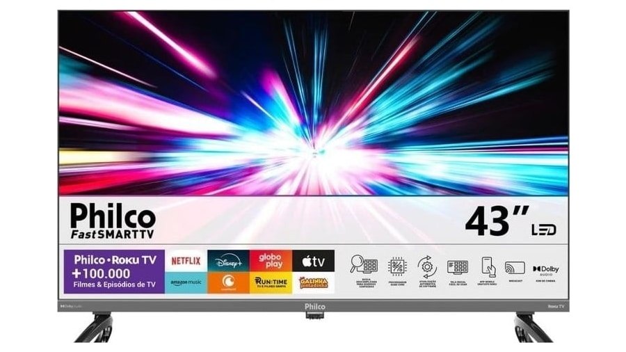 Smart TV 43” Philco P43KRA Roku TV HDR10