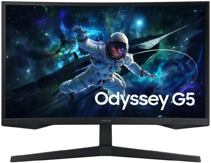 Monitor Gamer Samsung Odyssey G5 27, Resolução QHD, Taxa de atualização de 165Hz & 1ms de tempo de resposta (MPRT), Curvatura com 1000R, HDR 10, AMD FreeSync, Eye Saver Mode & Flic