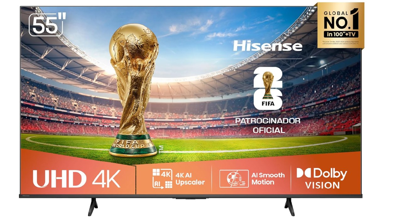 Hisense Smart TV 4K 55" Polegadas 55A6NV com Dolby Vision, HDR10, HLG, Dolby Gaming, Film Maker, DTS Virtual X, Compatibilidade Alexa e Google Home