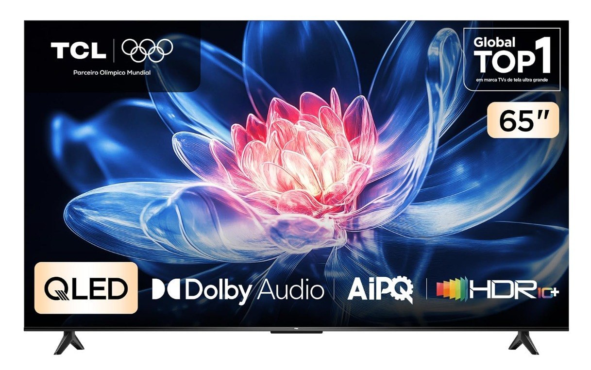 Smart TV TCL 65 Polegadas QLED 4K T6C WiFi Bluetooth Google TV Tela HVA e HDR10+ 65T6C