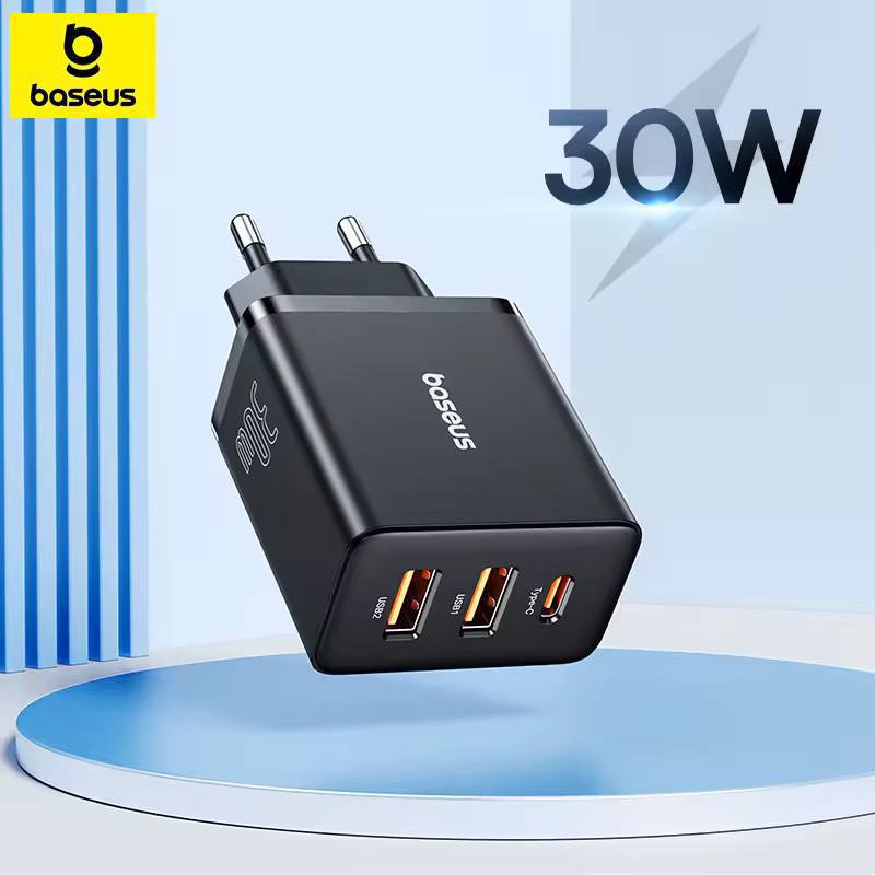 CARREGADOR BASEUS 30W (2x USB A + 1 USB C)
