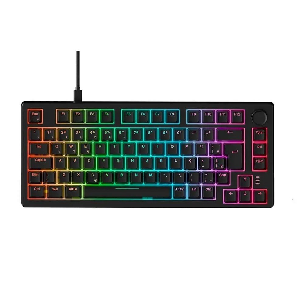 Teclado Sem Fio Mecânico Gamer Husky Nomadic, RGB, Switch Gateron G Pro Red, Bluetooth, ABNT2, Preto