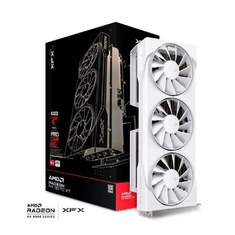 Placa de Vídeo XFX Swift RX 9070 XT WHITE TRIPLE FAN GAMING EDITION WITH AMD Radeon, 16GB, GDDR6