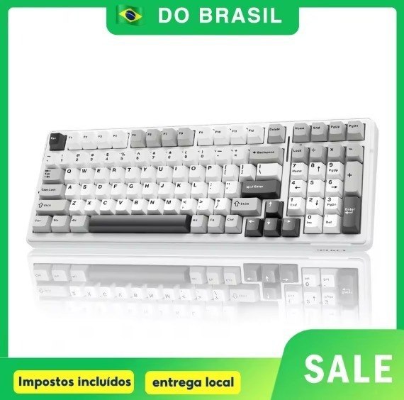 Teclado Mecânico Aula F99 Sem Fio Tri Mode Hot Swap, Switch Pre Lubrificado, Gasket Mount, 8000mAh, Rgb