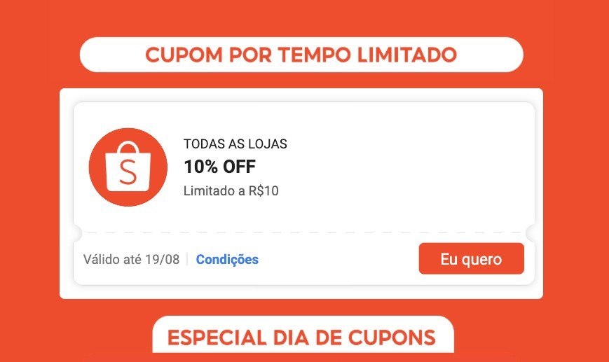 NOVO CUPOM SHOPEE!