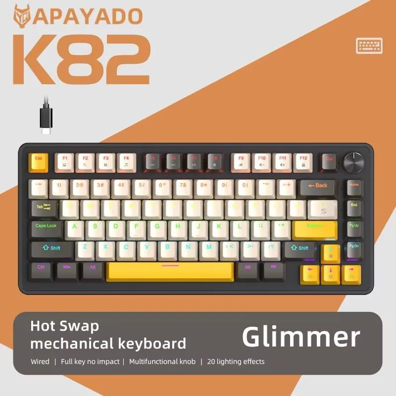Teclado Mecânico Para Jogos Apayado K82 75% Hot Swap
