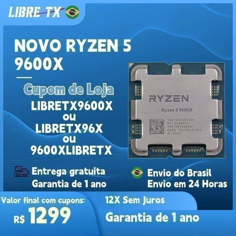 LIBRETX Ryzen 7 9600X / 9700X Processador CPU AM5 / Placa-mãe B840M Envio Grátis do Brasil