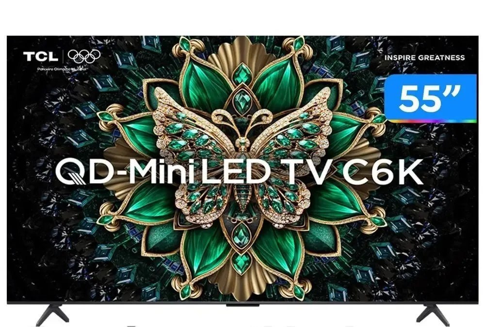Smart TV 55" TCL 4K UHD MiniLED 55C6K 120Hz Google TV AiPQ Google Assistente 4 HDMI 2 USB 55 C6K