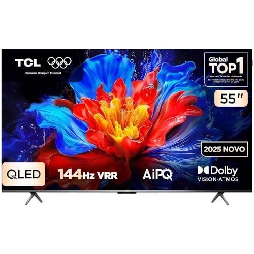 Smart TV TCL 55 Polegadas QLED 4K P8K WiFi Bluetooth Google TV 144Hz HDR10+ Dolby Atmos Vision 55P8K