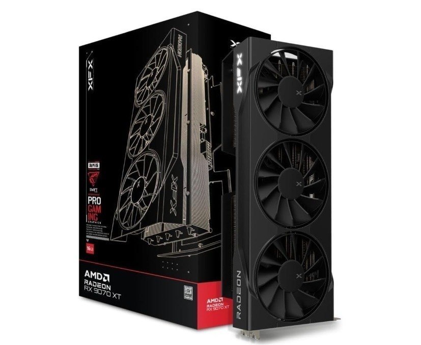 XFX Placa gráfica Swift AMD Radeon RX 9070XT Triple Fan Gaming Edition 16GB GDDR6, preta