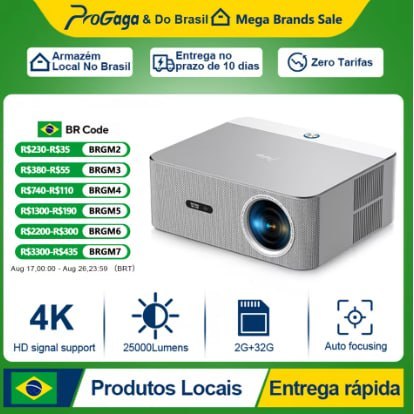 Projetor PROGAGA 1080P PG610W SELECIONE ENVIO DO BRASIL
