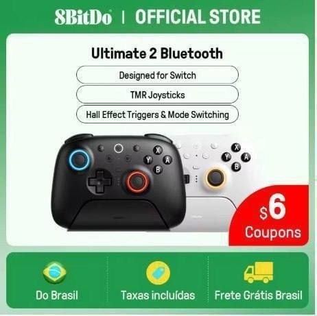 Controle 8BitDo Ultimate 2 bluetooth com DOCA DE CARREGAMENTO - para NINTENDO SWITCH 1 e 2, PC e IOS