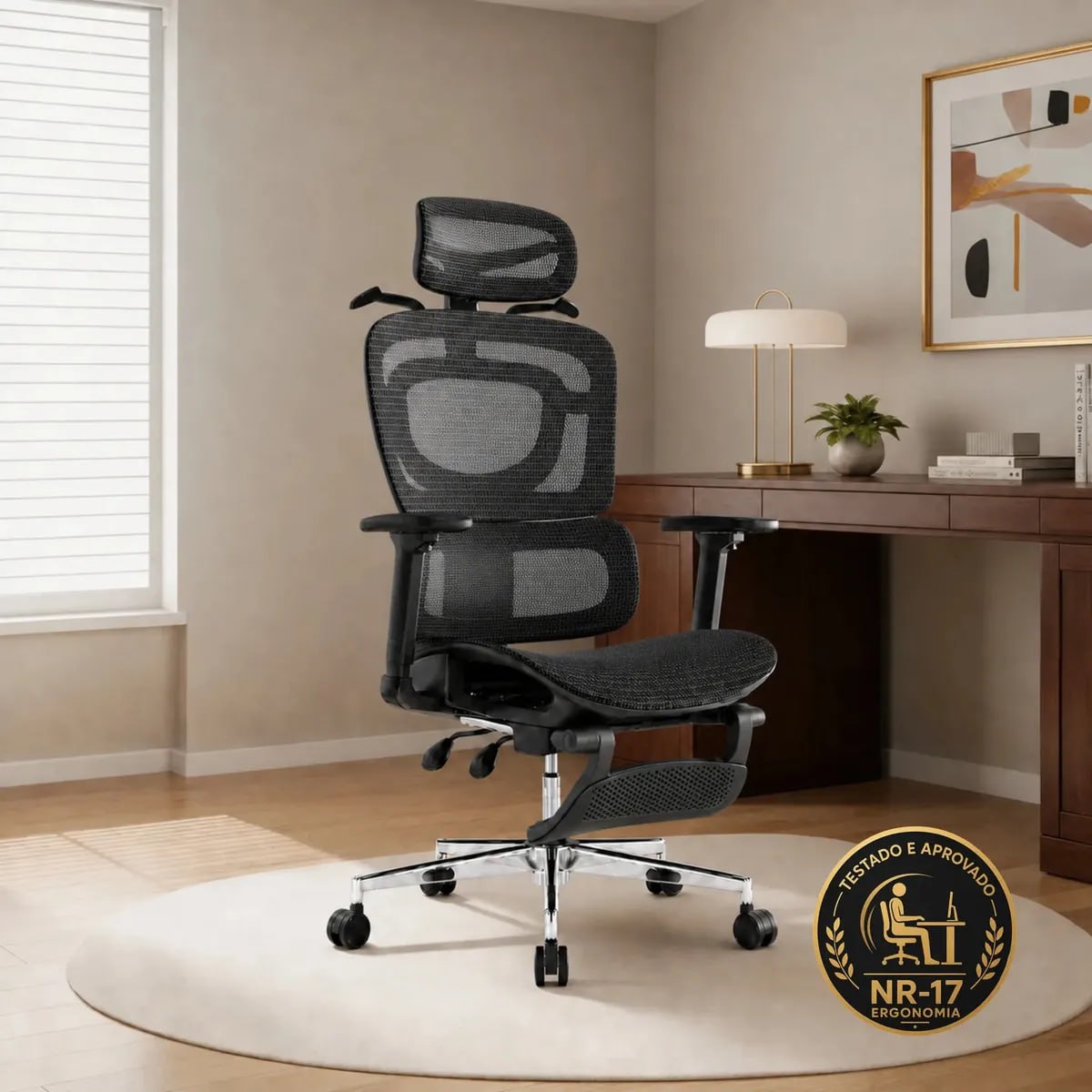 Cadeira De Escritório Ergonômica Giratoria Nr17 Malha Respirável