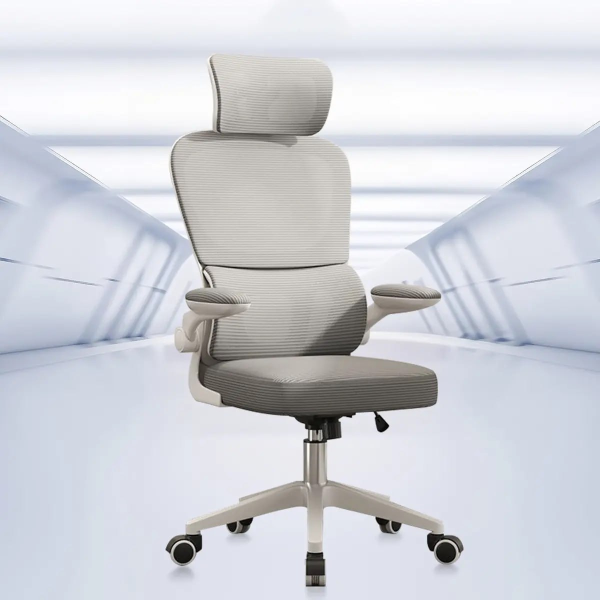 Cadeira Escritório Ergonômica Python Fly B07 Cinza Com Suporte Lombar